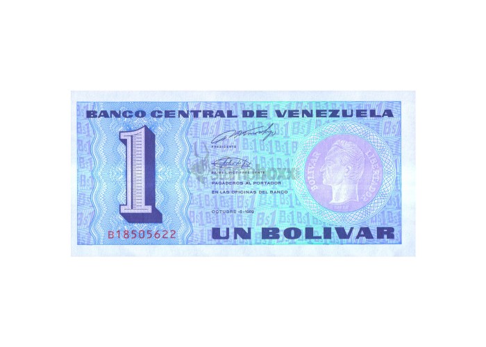 VENEZUELA 1 BOLIVAR 1989 P-68 UNC