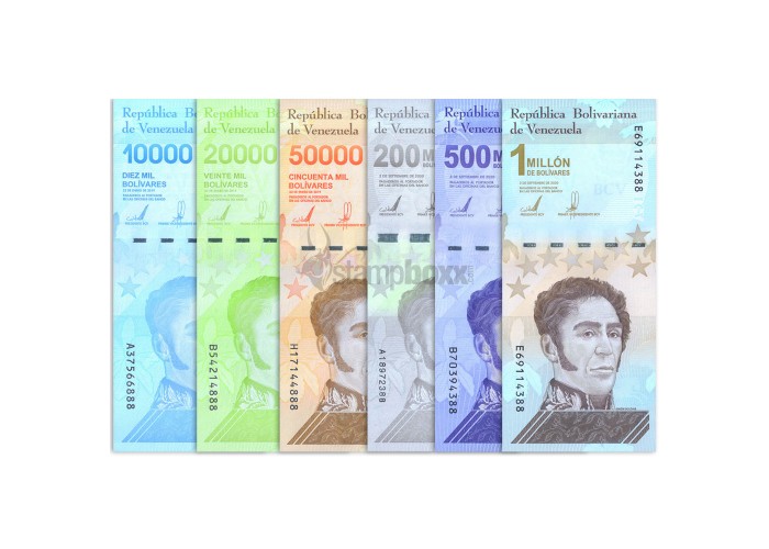 VENEZUELA SET OF 6 NOTES 2020 P-109 TO 114 UNC