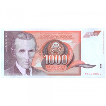 YUGOSLAVIA 1000 DINARA 1990 P-107 UNC