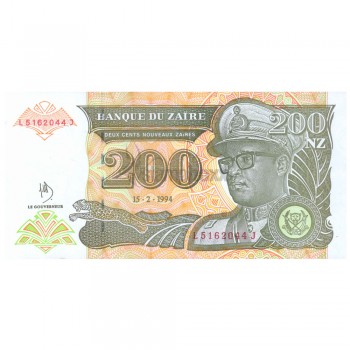 Congo Zaire 1 nouveau zaire 1993.06.24 Mobutu P52 UNC 