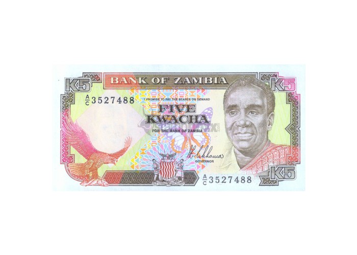 ZAMBIA 5 KWACHA 1989 P-30 UNC