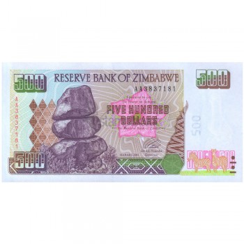 ZIMBABWE 500 DOLLARS 2001 P-11a UNC
