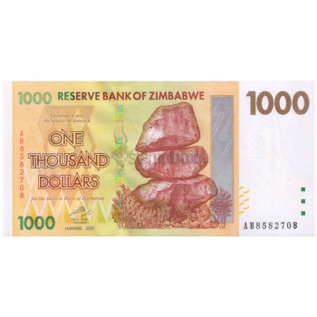 ZIMBABWE 1000 DOLLARS 2007 P-71 UNC