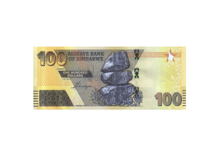 ZIMBABWE 100 DOLLARS 2020 P-106 UNC
