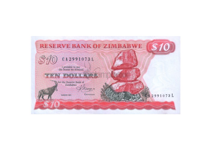 ZIMBABWE 10 DOLLARS 1983 P-3d aUNC