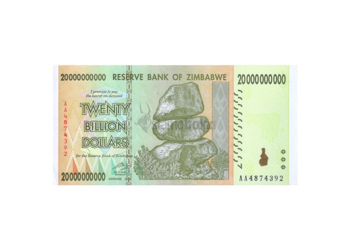 ZIMBABWE 20000000000 DOLLARS (20 BILLION) 2008 P-86 UNC
