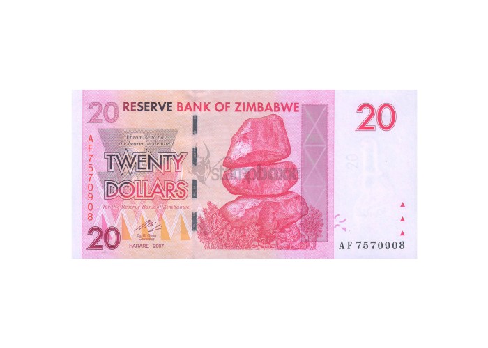 ZIMBABWE 20 DOLLARS 2007 P-68 UNC
