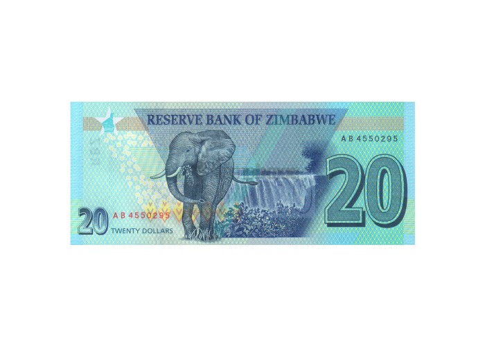 ZIMBABWE 20 DOLLARS 2020 P-104 UNC