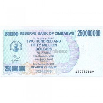 ZIMBABWE 25 000 000 DOLLARS 2008 P-56 UNC