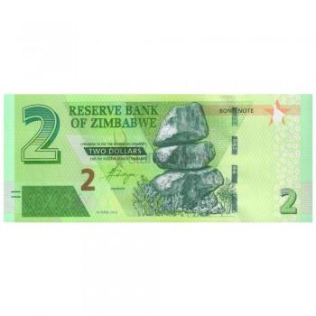 ZIMBABWE 2 DOLLARS 2016 P-99 UNC - BOND NOTE