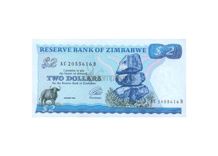 ZIMBABWE 2 DOLLARS 1994 P-1c UNC