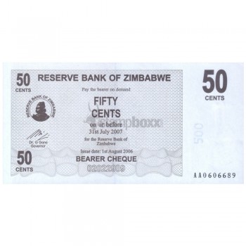 ZIMBABWE 50 CENTS 2006 P-36 UNC