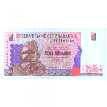 ZIMBABWE 5 DOLLARS 1997 P-5 UNC