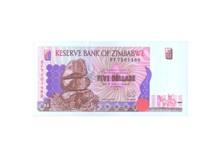 ZIMBABWE 5 DOLLARS 1997 P-5 UNC