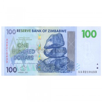 ZIMBABWE 100 DOLLARS 2007 P-69 UNC