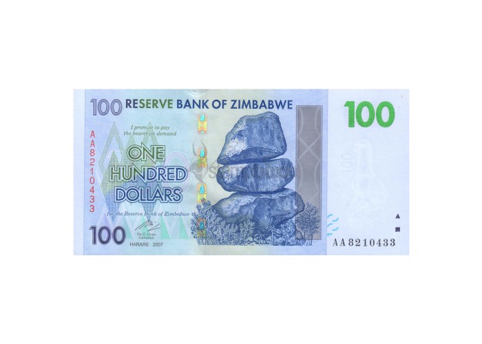 ZIMBABWE 100 DOLLARS 2007 P-69 UNC