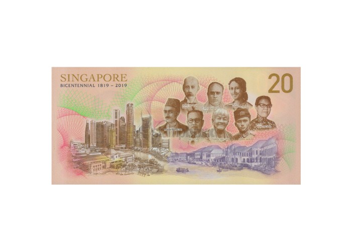 SINGAPORE 20 DOLLARS 2019 P-63 UNC -NO FOLDER